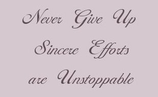 Never Give Up. Sincere Efforts are Unstoppable ...inspirational writings, spiritual inspiration, thoughts for the day, poetry, prose, stories: higher self, personal growth, spiritual encounters, out of body experiences and white light experiences, from Brad Kalita, founder of gathering light ... a retreat located near crater lake national park in southern oregon.