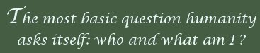 the most basic question humanity asks itself: who and what am I?